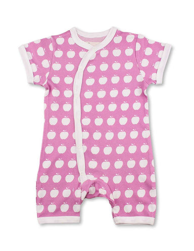 Apple Short Romper Pink Organic Cotton - Jazzy Organics