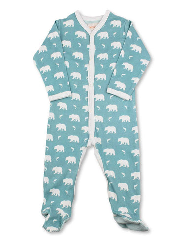 Bear One - Piece Blue Organic Cotton - Jazzy Organics