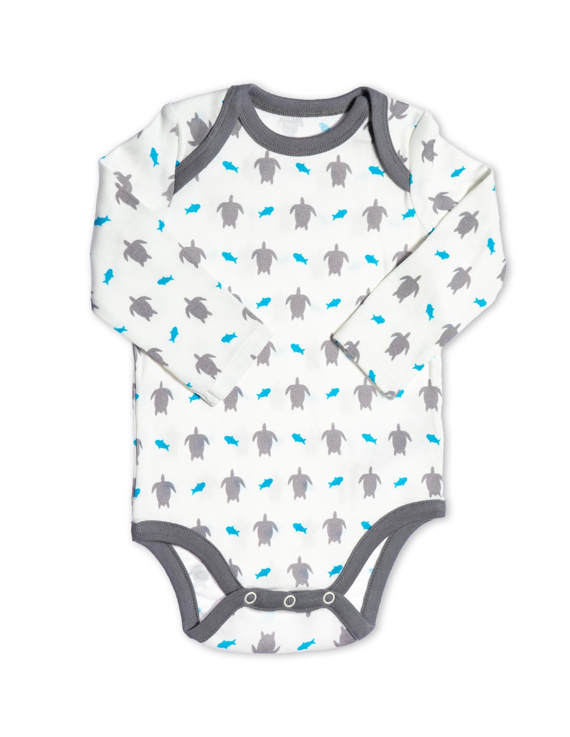 Turtle Organic Cotton Bodysuit Grey Long Sleeve - Jazzy Organics