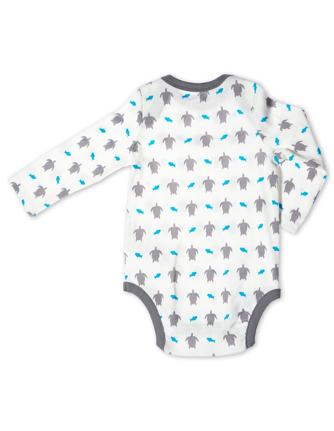 Turtle Organic Cotton Bodysuit Grey Long Sleeve - Jazzy Organics